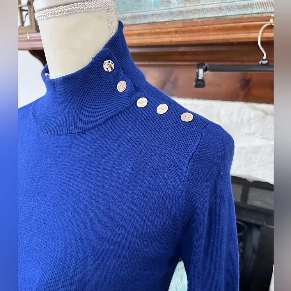Chico's Sapphire Blue Turtleneck Sweater NWT Size Small - Picture 2 of 8